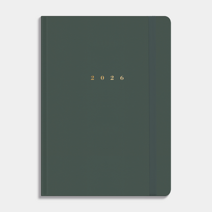 LUXE AGENDA 2026 A5 SUEDELOOK DONKERGROEN