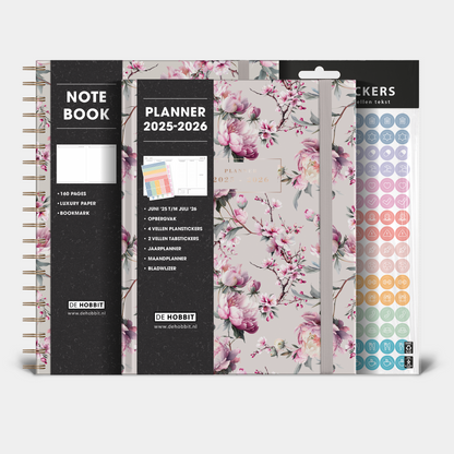 LUXE WEEKPLANNER BUNDEL 2025-2026 A5+ KERSENBLOESEM