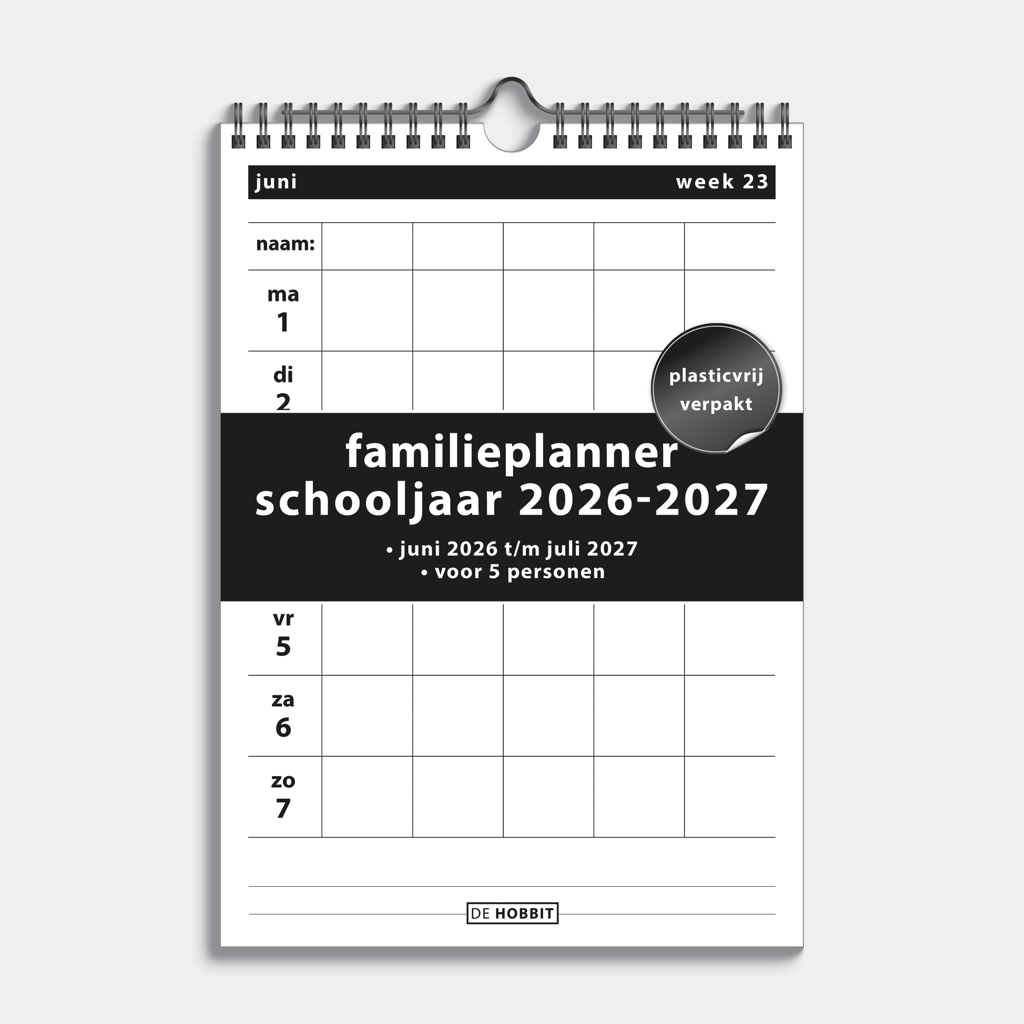 FAMILIEPLANNER 2026-2027 A4 ZWART/WIT