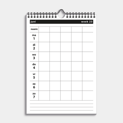 FAMILIEPLANNER 2026-2027 A4 ZWART/WIT