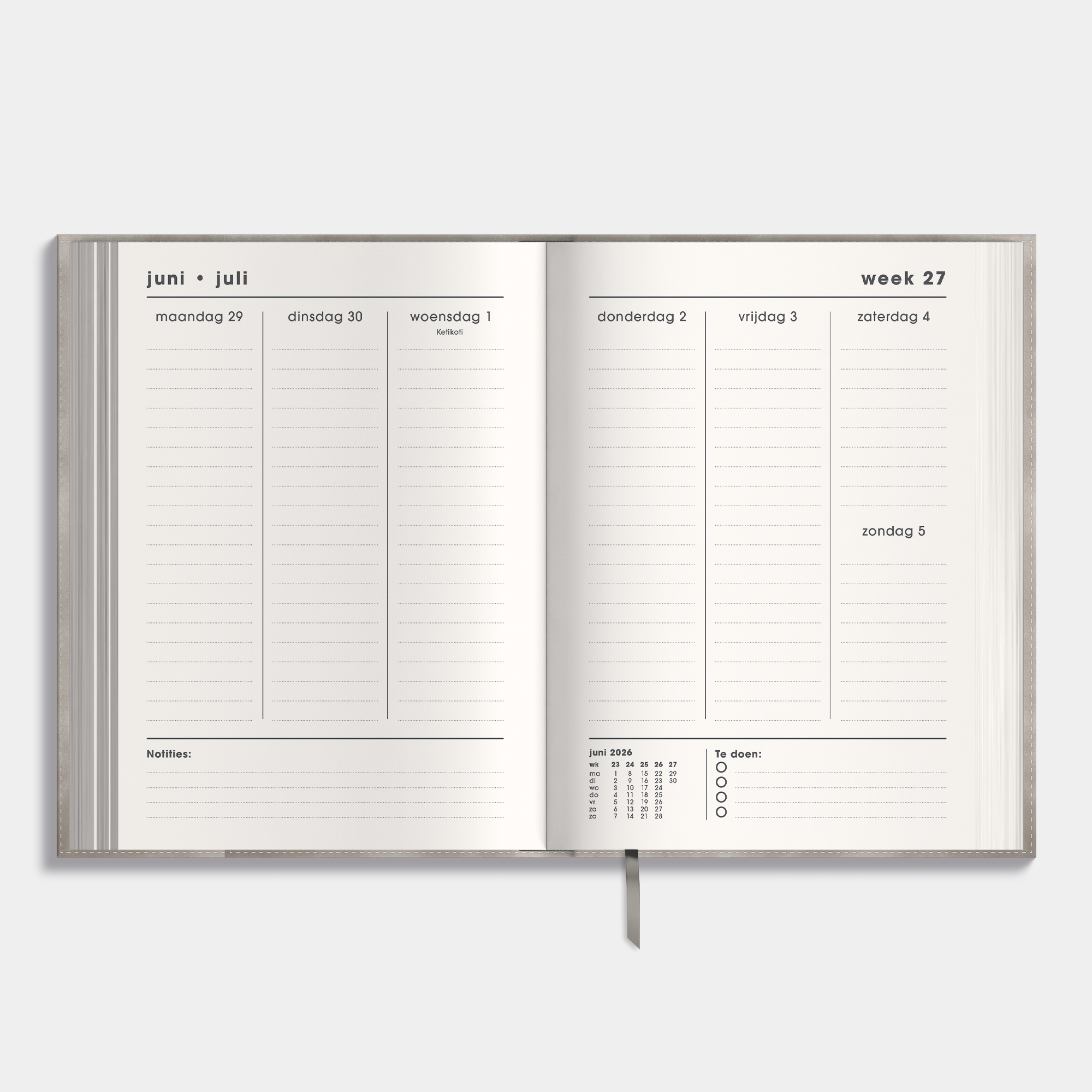 18 MAANDEN AGENDA 2026-2027 A5 SUEDELOOK