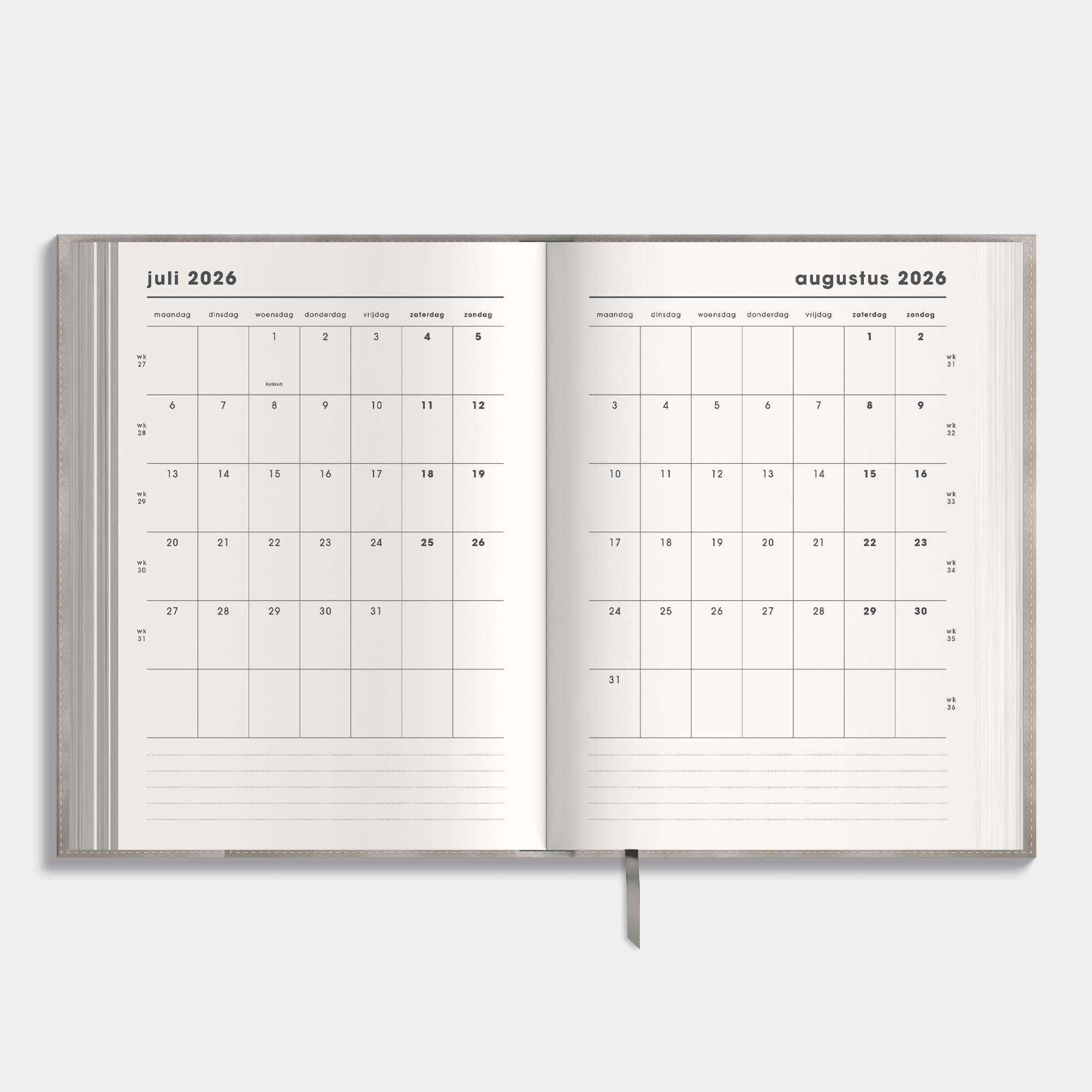 18 MAANDEN AGENDA 2026-2027 A5 SUEDELOOK
