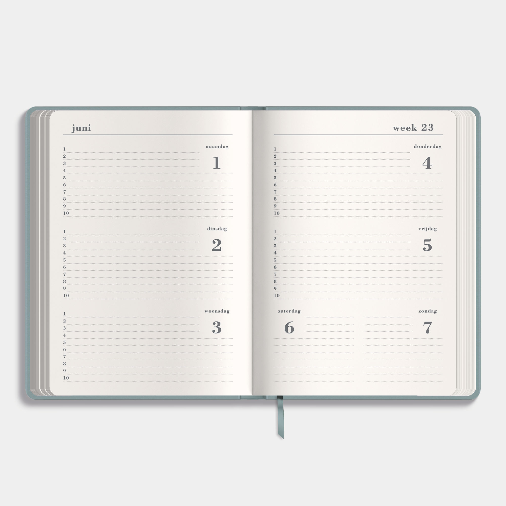 LUXE SCHOOLAGENDA 2026-2027 A5 SUEDELOOK GRIJSBLAUW