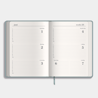 LUXE SCHOOLAGENDA 2026-2027 A5 SUEDELOOK GRIJSBLAUW