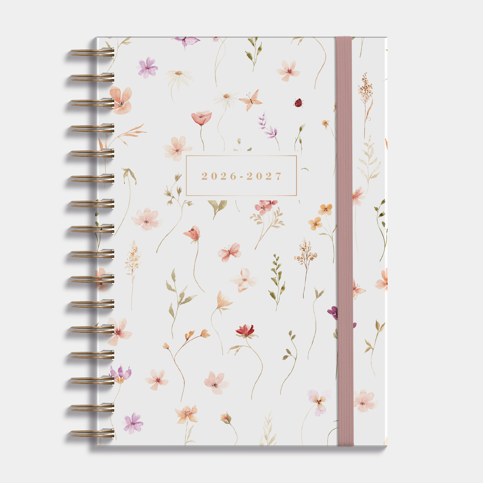 RINGBAND AGENDA 2026-2027 A5 AQUAREL BLOEMETJES