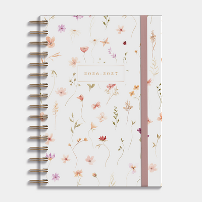 RINGBAND AGENDA 2026-2027 A5 AQUAREL BLOEMETJES