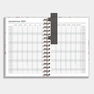 RINGBAND AGENDA 2026-2027 A5 AQUAREL BLOEMETJES