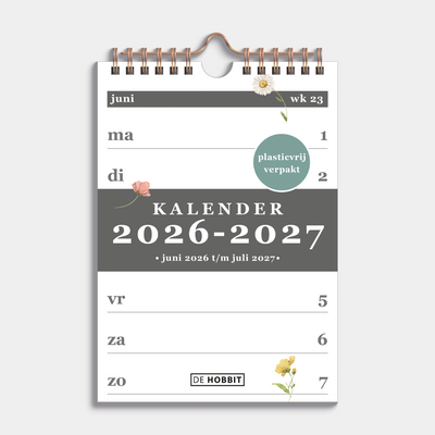 WEEKKALENDER SCHOOLJAAR 2026-2027 A5 AQUAREL BLOEMETJES