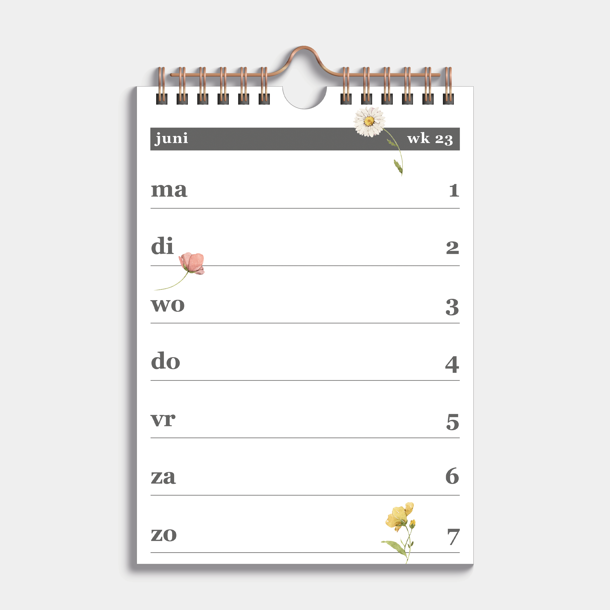 WEEKKALENDER SCHOOLJAAR 2026-2027 A5 AQUAREL BLOEMETJES