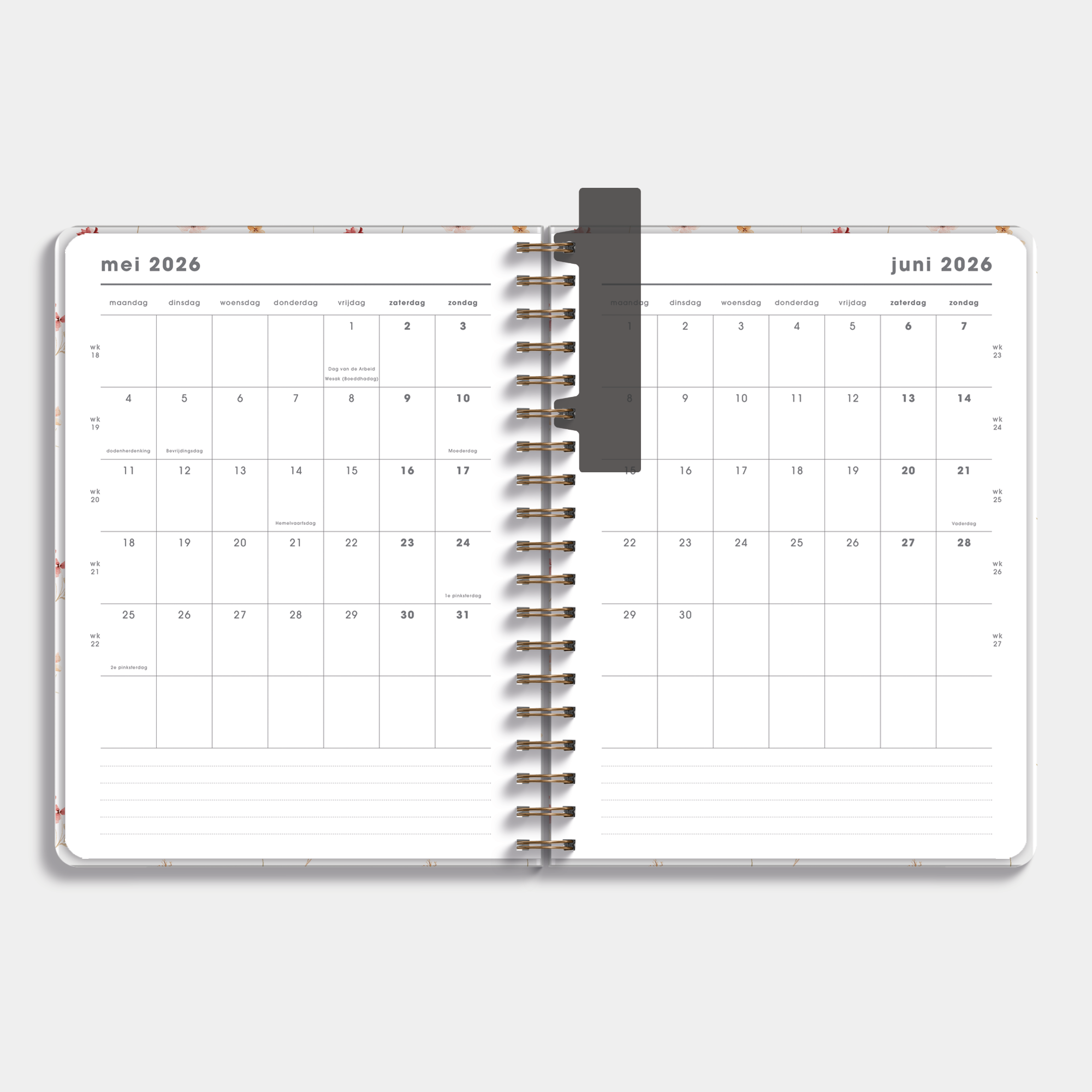 LERARENAGENDA BASISONDERWIJS 2026-2027 ±A4 AQUAREL BLOEMETJES
