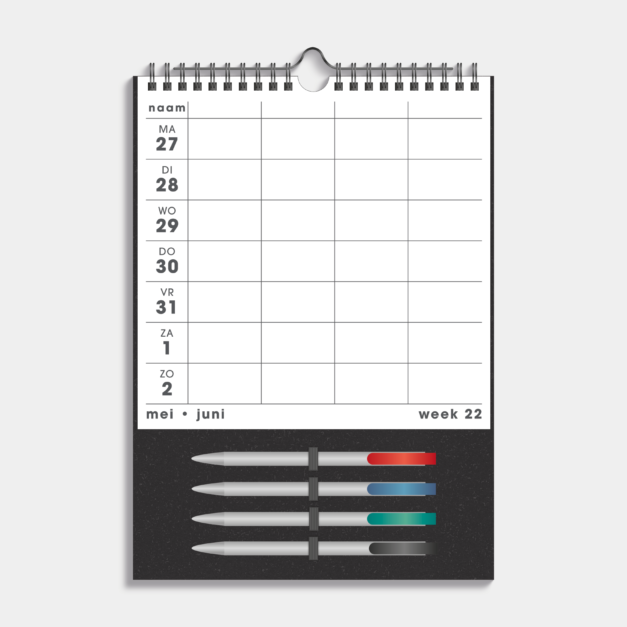 FAMILIEPLANNER MARKERS 2024-2025 A4+ WIT