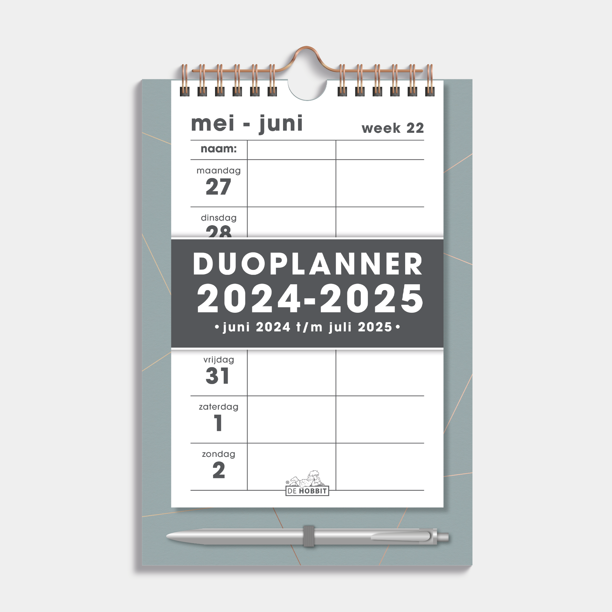 DUOPLANNER 2024-2025 A5+ RASTER GRIJSGROEN