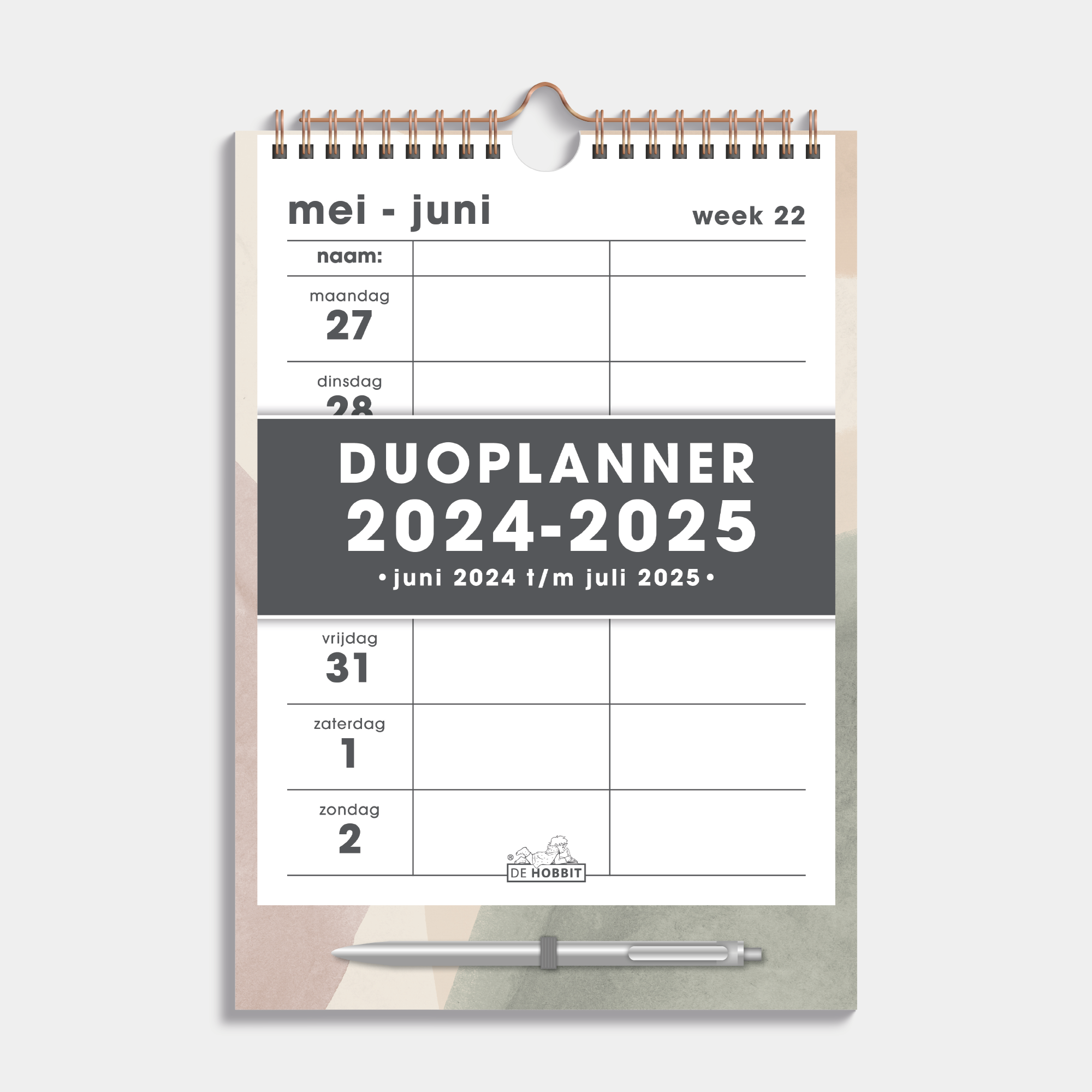 DUOPLANNER 2024-2025 A4 ABSTRACT OUDROZE GROEN