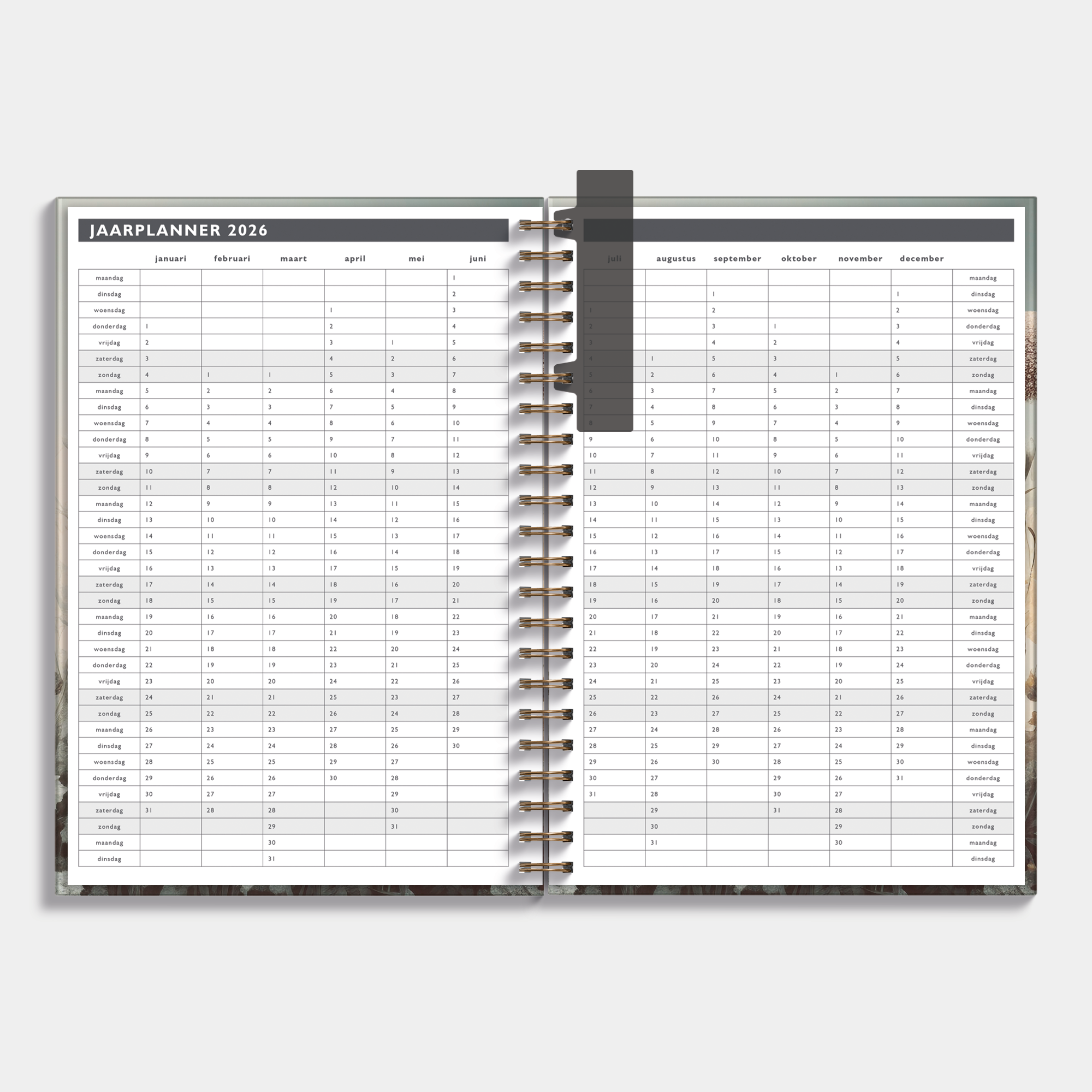 Afsprakenagenda 2026-2027 A4 met veldbloemenprint – jaarplanner.