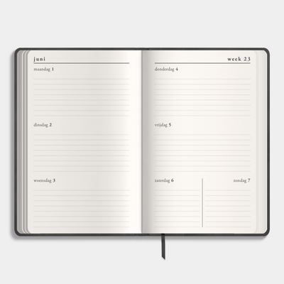 LUXE POCKET AGENDA 2026-2027 ±A6 SUEDELOOK ANTRACIET