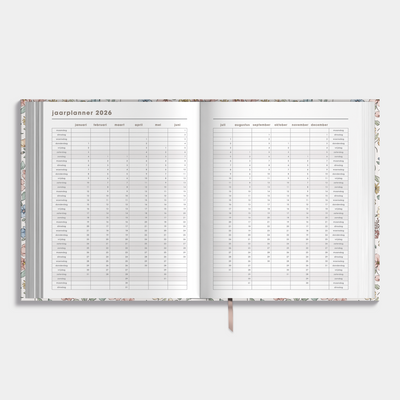 Luxe weekplanner 2026-2027 met dessin van kleine bloemetjes in pasteltinten – jaarplanner.