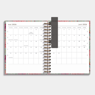 Luxe weekplanner 2026-2027 met print van tropische bloemen – maandplanner.