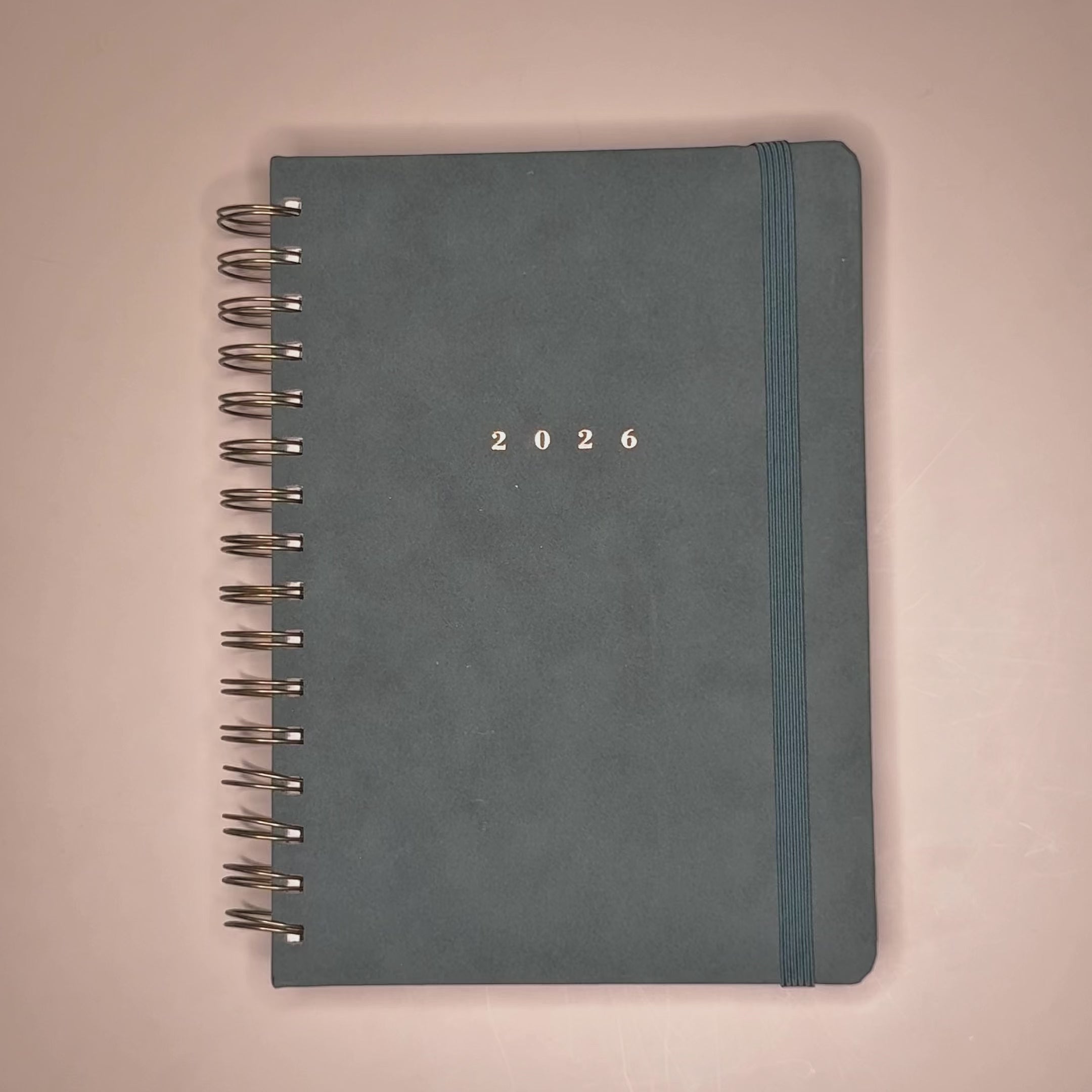 LUXE RINGBAND AGENDA 2026 A5 SUEDELOOK DONKERGROEN