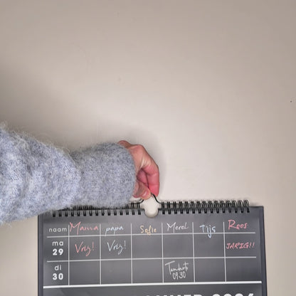 FAMILIEPLANNER MARKERS 2026 ±A3 ZWART