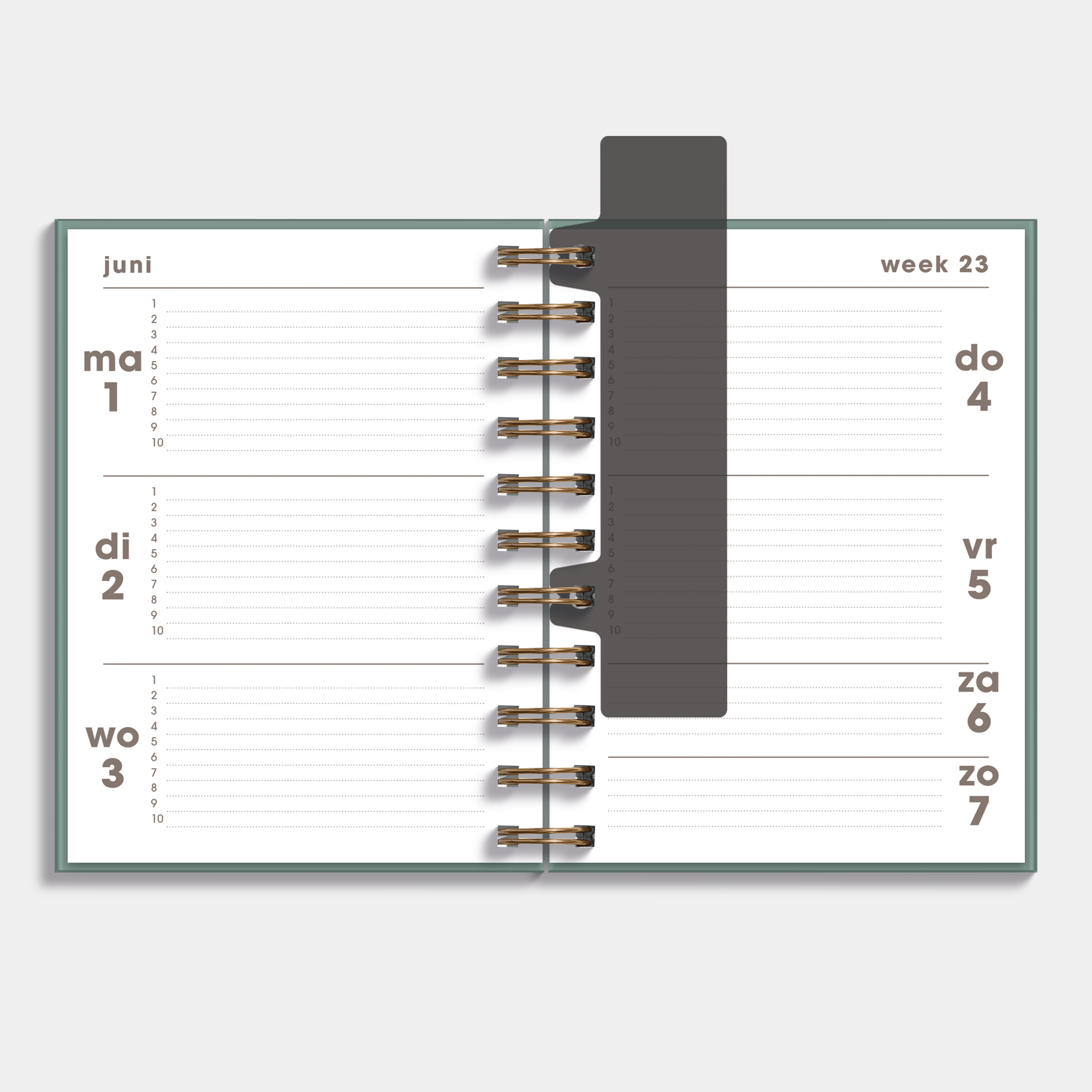 Ringband agenda 2026-2027 in A6 met vintage bloemenprint op insteekkaart – weekoverzicht.