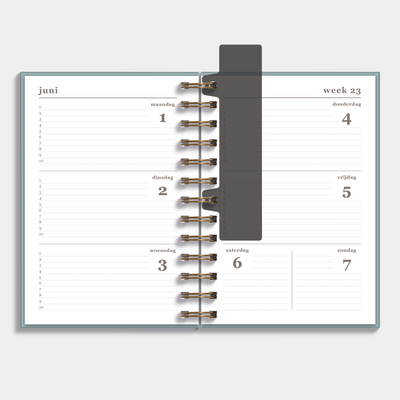 Ringband agenda 2026-2027 met aquarel bloemetjes print op insteekkaart – weekoverzicht.