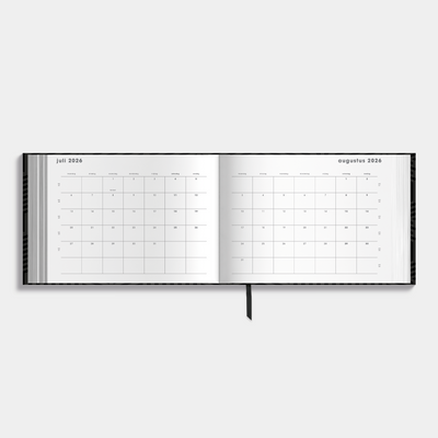 Studieplanner 2026-2027 met geometrisch patroon – maandplanner.