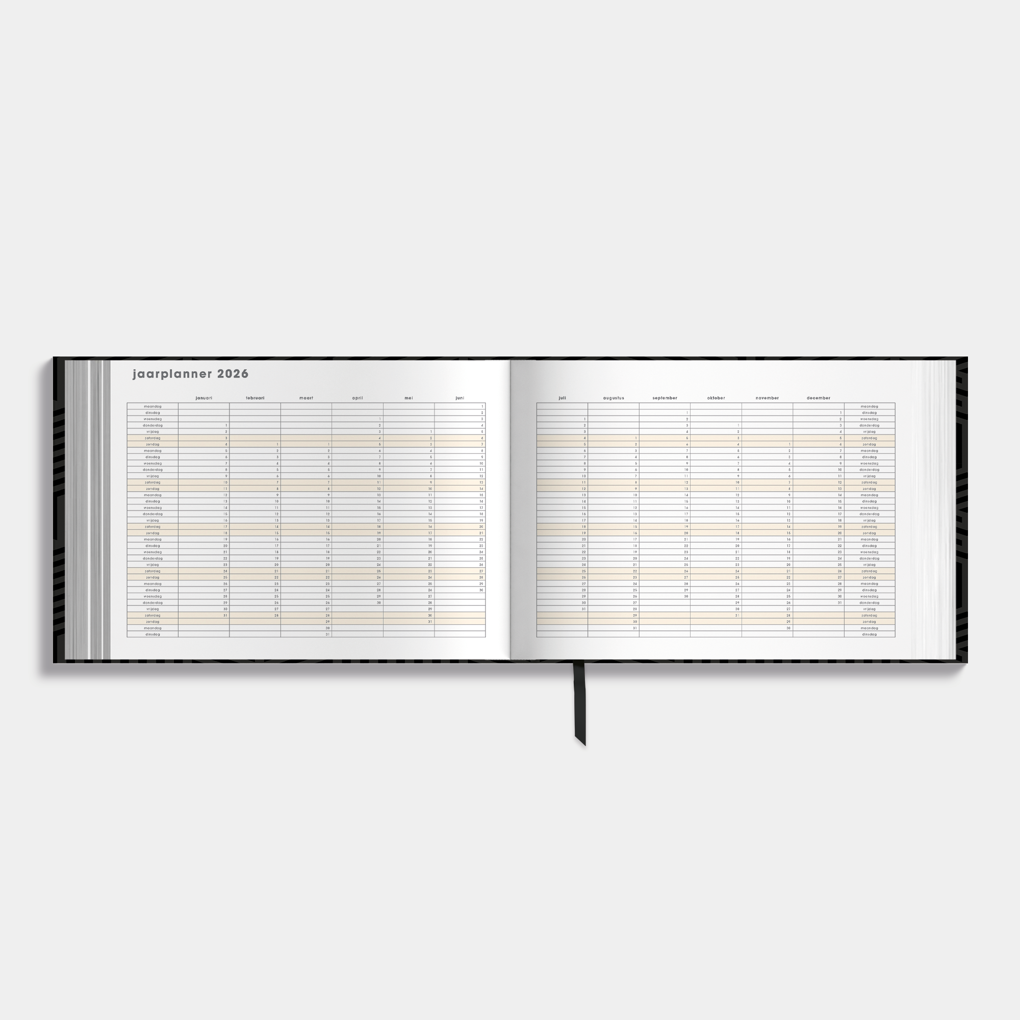 studieplanner 2026-2027 met een geometrisch patroon – jaarplanner.